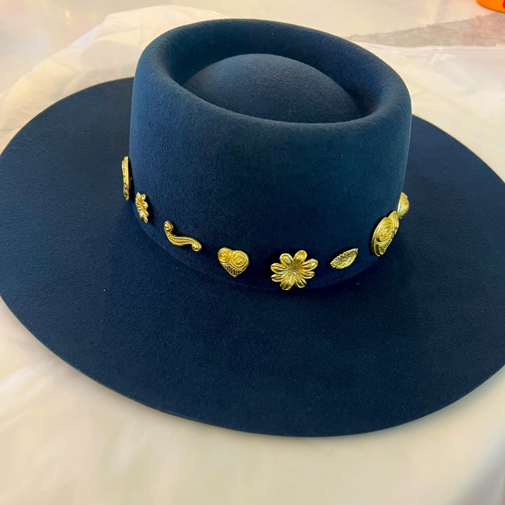 NWT Lack of Color Cosmic Boater Hat Navy Blue Size S